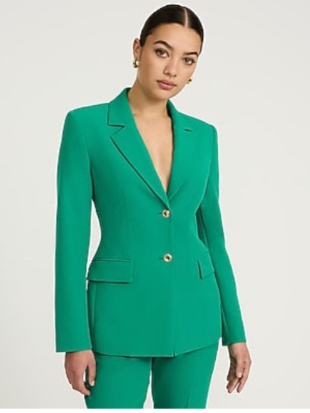 Studio Stretch Twill Novelty Button Corset Blazer
